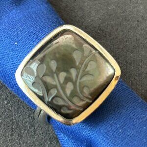 Silpada Sterling Silver Fern Leaf Lip Shell Ring - Size 7 R2389